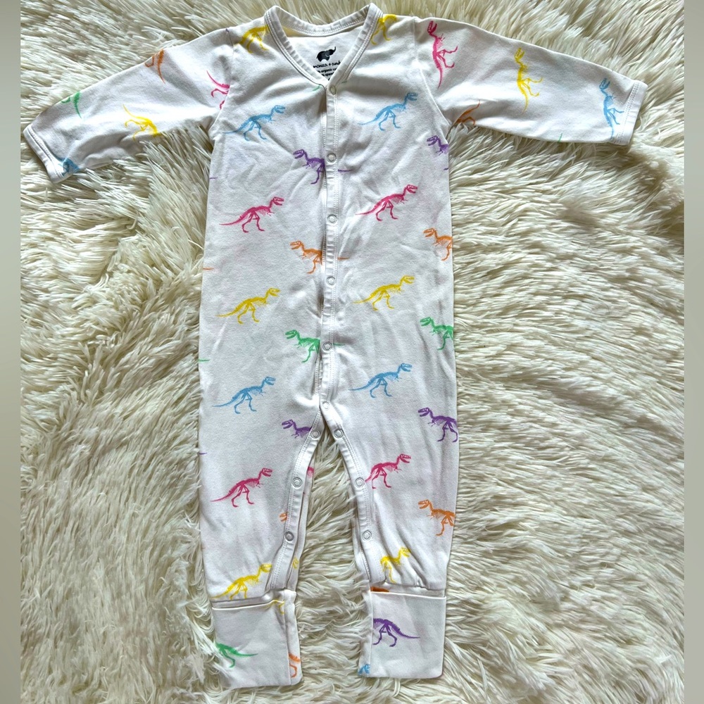 Monica + Andy Snap-up Rainbow Dino Footie 3-6M